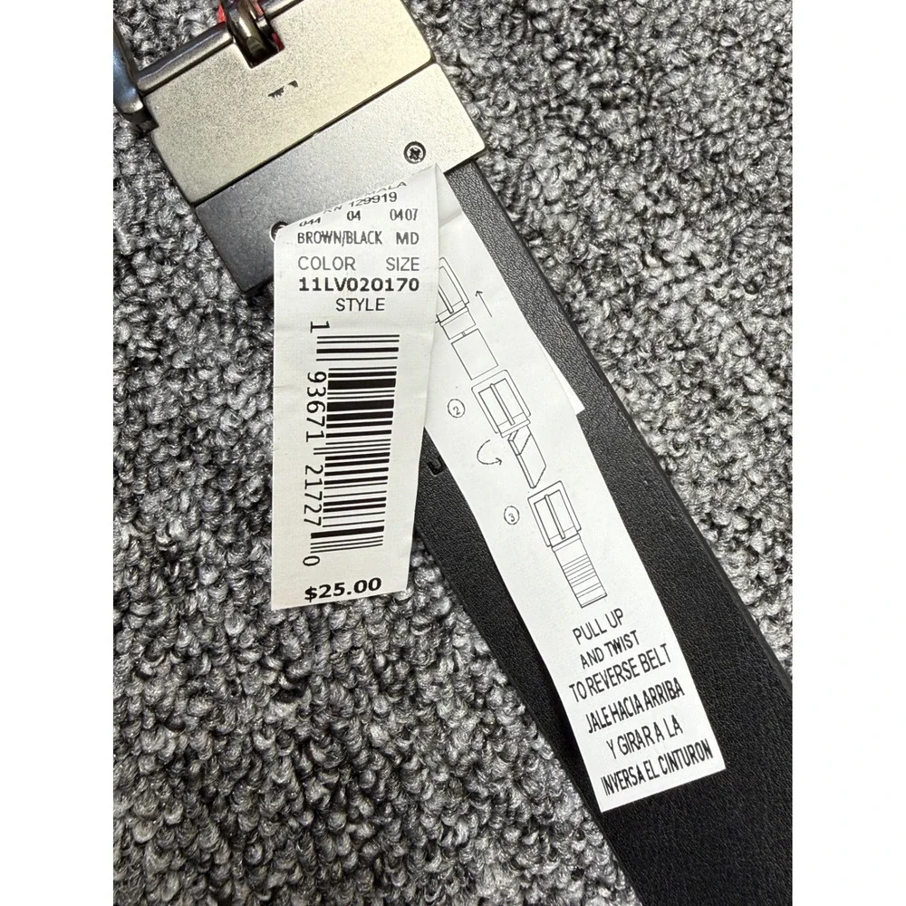 Levis Mens Reversible Leather Belt Black Brown Gunmetal Buckle Medium 34-36 NEW
